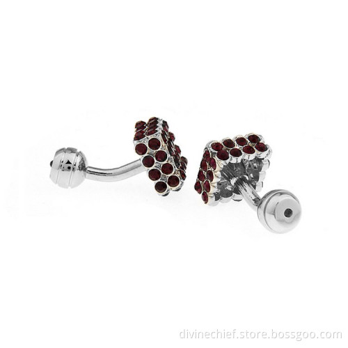 Custom 15*15mm Purple Crystal Gift Cufflinks For Man's Suit Shirt